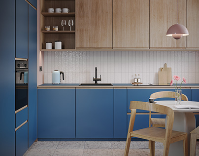 Simple blue kitchen