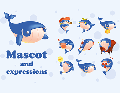 Illustration - the mascot and its expressions
