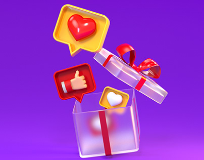3D Gift box social media