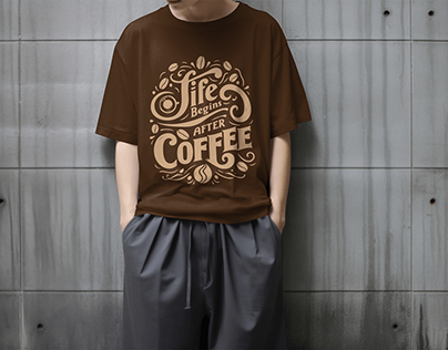 Typography for T shirt design - life begins after coffe