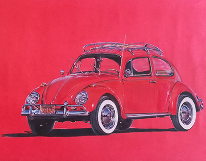 Red beetle colored pencil drawing