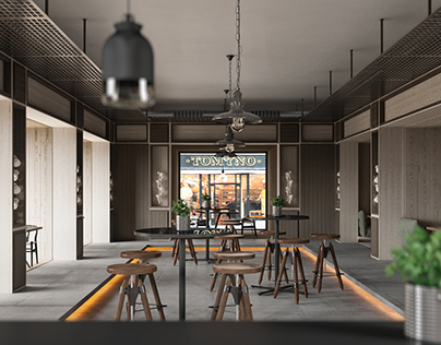 Industrial cafe 3D-Visualization&Design