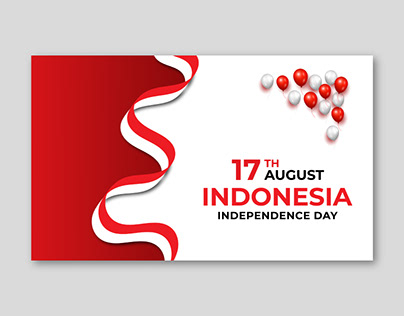 Dynamic Indonesian flag banner template.