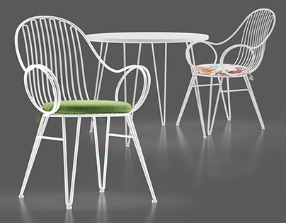 Scroll Outdoor Dining Chair With Bistro Table
