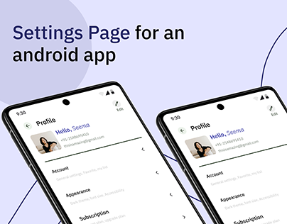 Settings profile for an android app