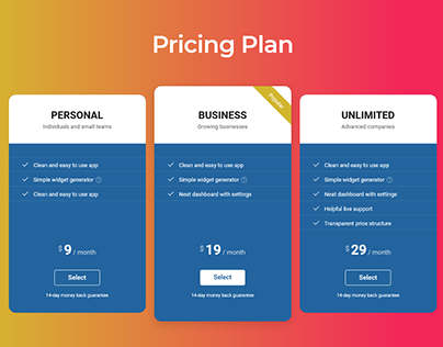 Pricing Table Design (Elements-wordpress-pricing-table-