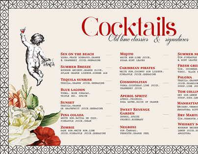 Cocktail menu board