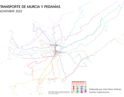 Mapa completo de Transportes Murcia y Pedanías