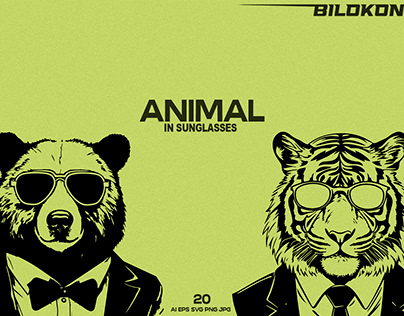 Animal in sunglasses and business suit, Vector Pack