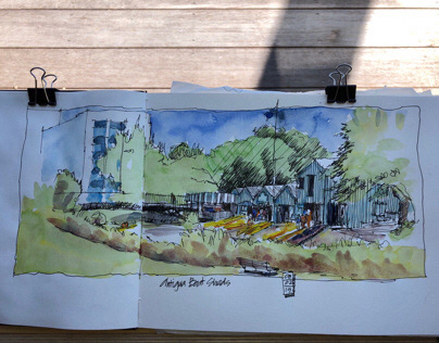 Watercolour urban and landscape sketching