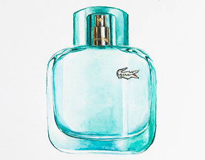 Lacoste Perfume Bottle Watercolour Illustration