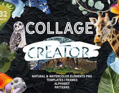 Collage creator: Elements, Frames, Alphabet, Patterns
