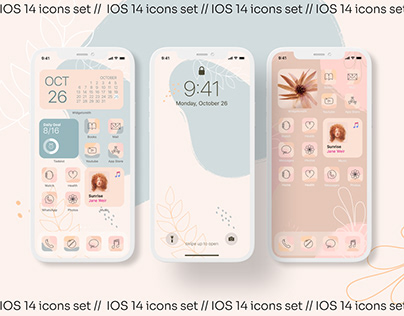Modern aesthetic IOS 14 icons set