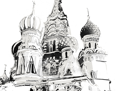 An illustration a day, St Basils Cathedral, Moscow