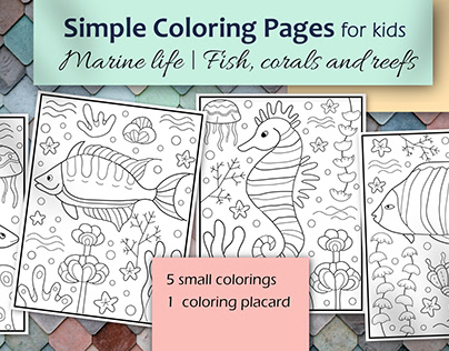 Simple coloring pages for children | Marine life