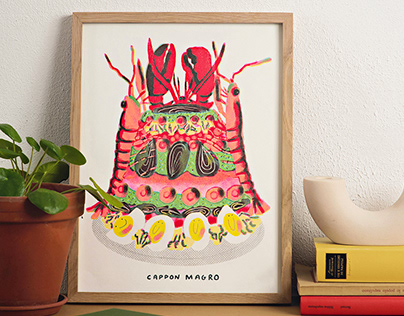 Cappon Magro Risograph Illustrated Poster