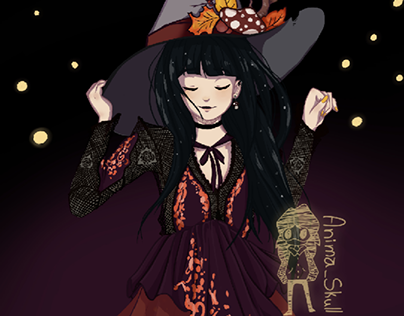 Autumn Witch ilustración y diseño de personaje