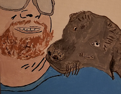 portrait of a friend and his dog