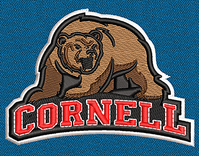 Cornell Bear 3d puff Embroidery logo.