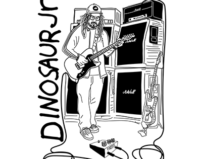 Ilustración Dinosaur Jr. J Mascis. PASTO.