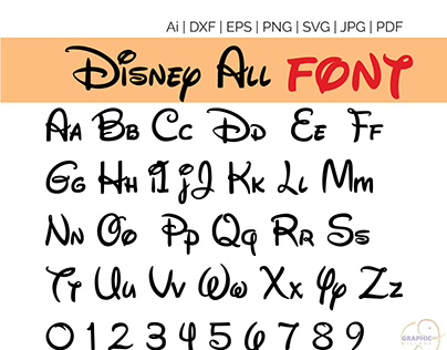 Disney Font SVG, Digital Silhouette and Cricut Cut Cutt