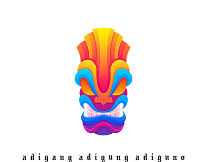 colorful tiki hawaiian sculpture logo