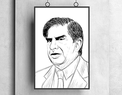 Ratan Tata: Minimalist Line Vector Portrait