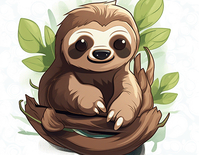 a vector logo of a cute sloth