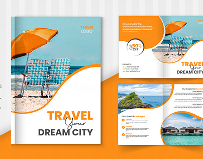 Creative Modern Travel Bi-Fold Brochure Design