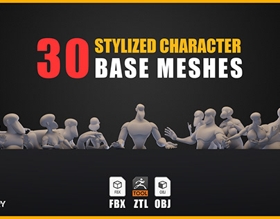 30 Stylized Character Base Meshes