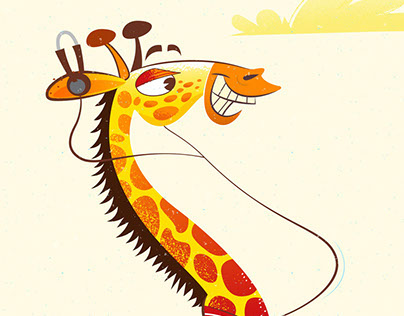 Rollerskating Giraffe Illustration