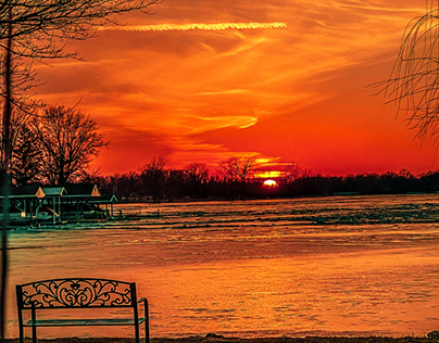 Indian lake, Ohio, spring , sunset