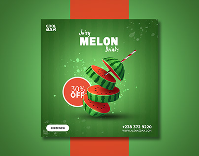 Juicy melon social media banner design