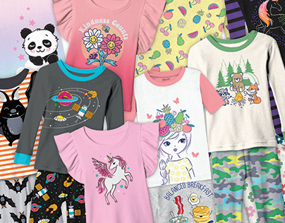 Selection of girl and boy fashion sleepwear, Komar Kids
