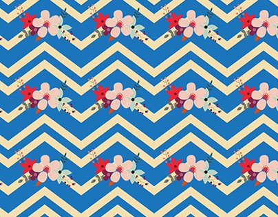 Flowers pattern on chevron background