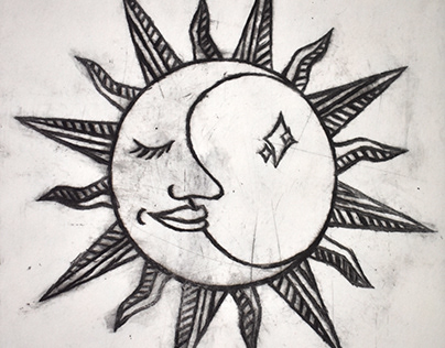 Sun and Moon Drypoint Etching Project