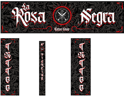 Diseño final "LA ROSA NEGRA" tattoo shop Elche.