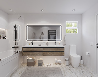 Project thumbnail - White Minimalist Bathroom / Beverly Hills 2024 / render