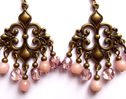 Pink opal earrings