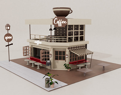Coffee Caffe - 3D Low Poly