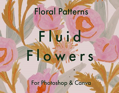 Fluid Flowers Pattern and PNG set