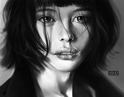 Black and white girl portrait