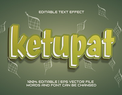 Ketupat 3D simple editable text style effect.