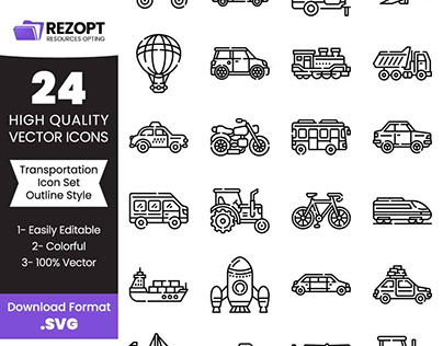 Free Transportation Icon Set Outline Style