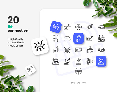 5G Connection Icon Set