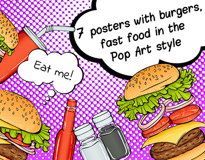 Vector posters with Fast Food in the Pop Art style