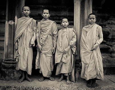 Monks and Nuns of Angkor Wat, Cambodia
