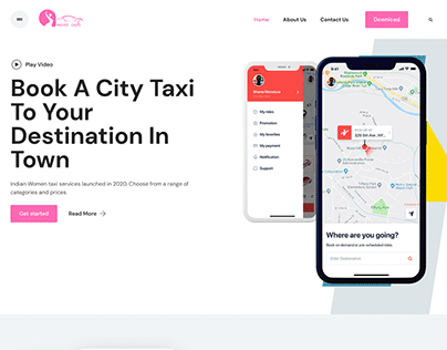 Miss Cab Landing Page - UI Design ( Woman Taxi)