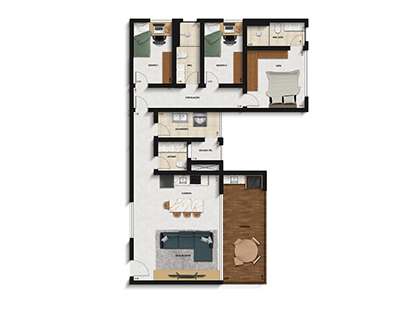 PROJETO | Tipologias de apartamento - 60, 80 e 100m²