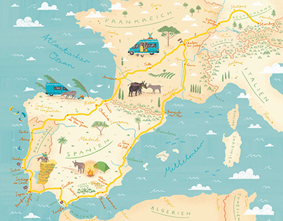 Map Illustration for travel literature | Piper Verlag